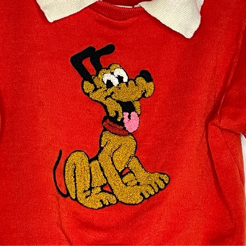Vintage Disney Kids Pluto Sweatshirt Knit Collar Soft Flaws Read Description HTF - Picture 3 of 11